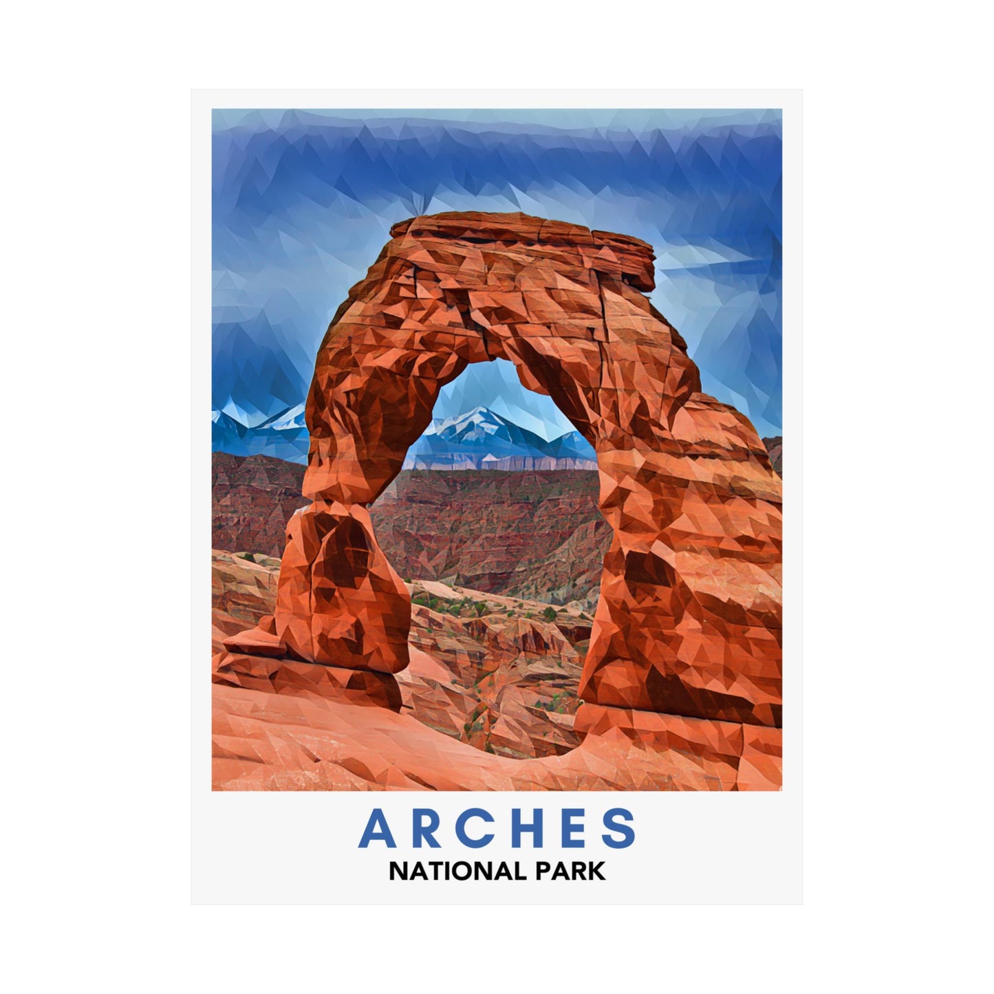 Arches National Park Poster – Geometric Poly Art Landscape Print (Multiple Sizes Available)