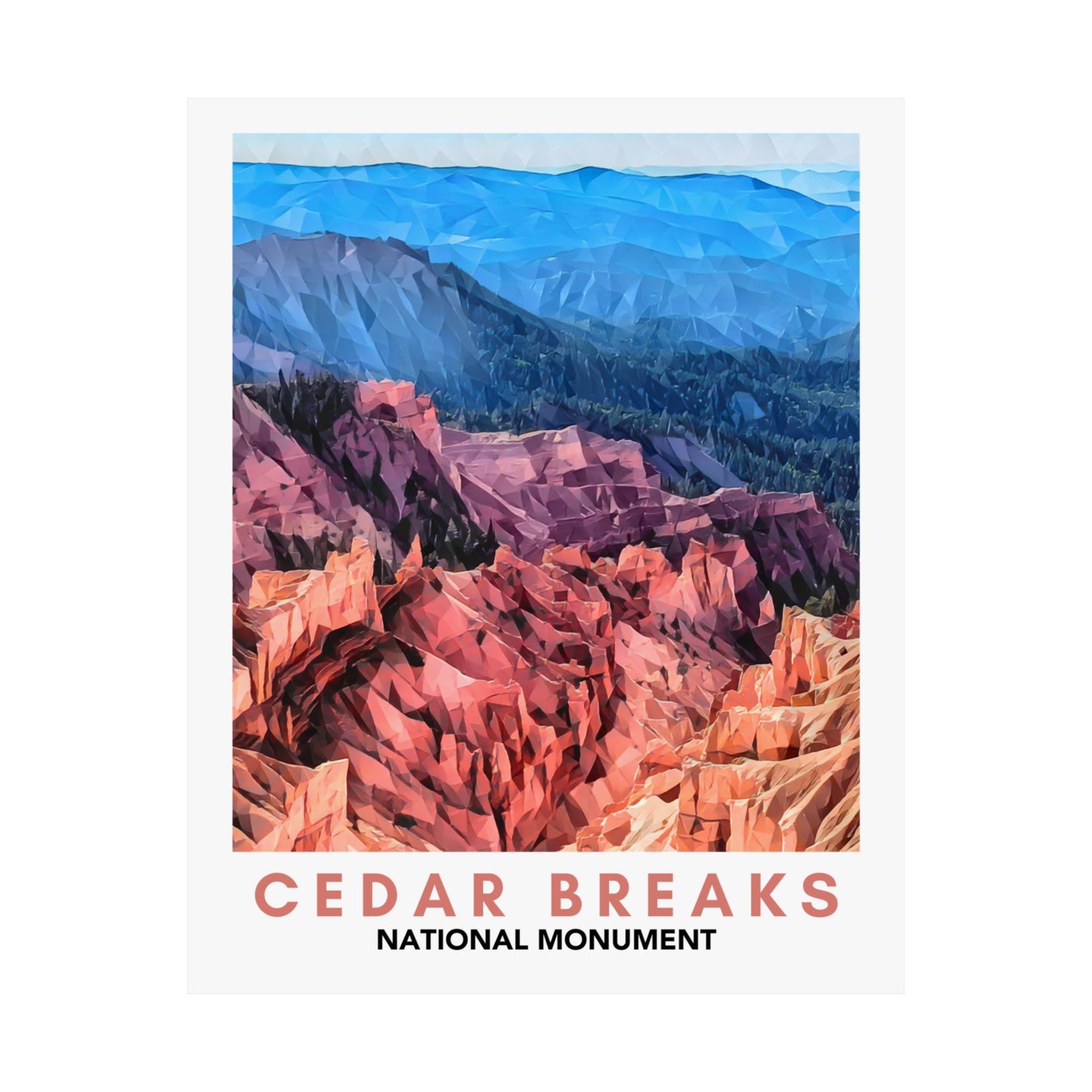 Cedar Breaks National Monument Poster – Geometric Poly Art Landscape Print (Multiple Sizes Available)