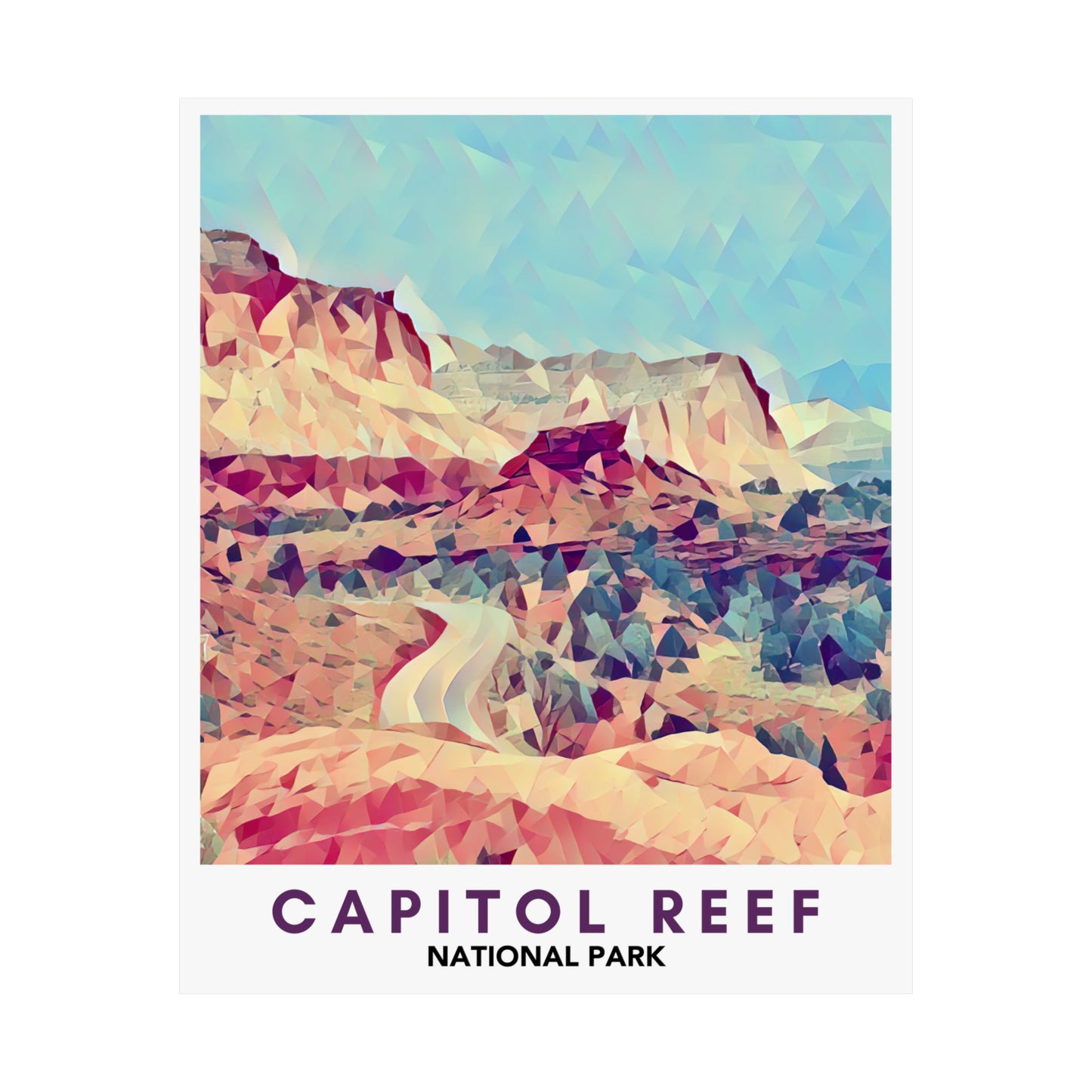 Capitol Reef National Park Poster – Geometric Poly Art Landscape Print (Multiple Sizes Available)
