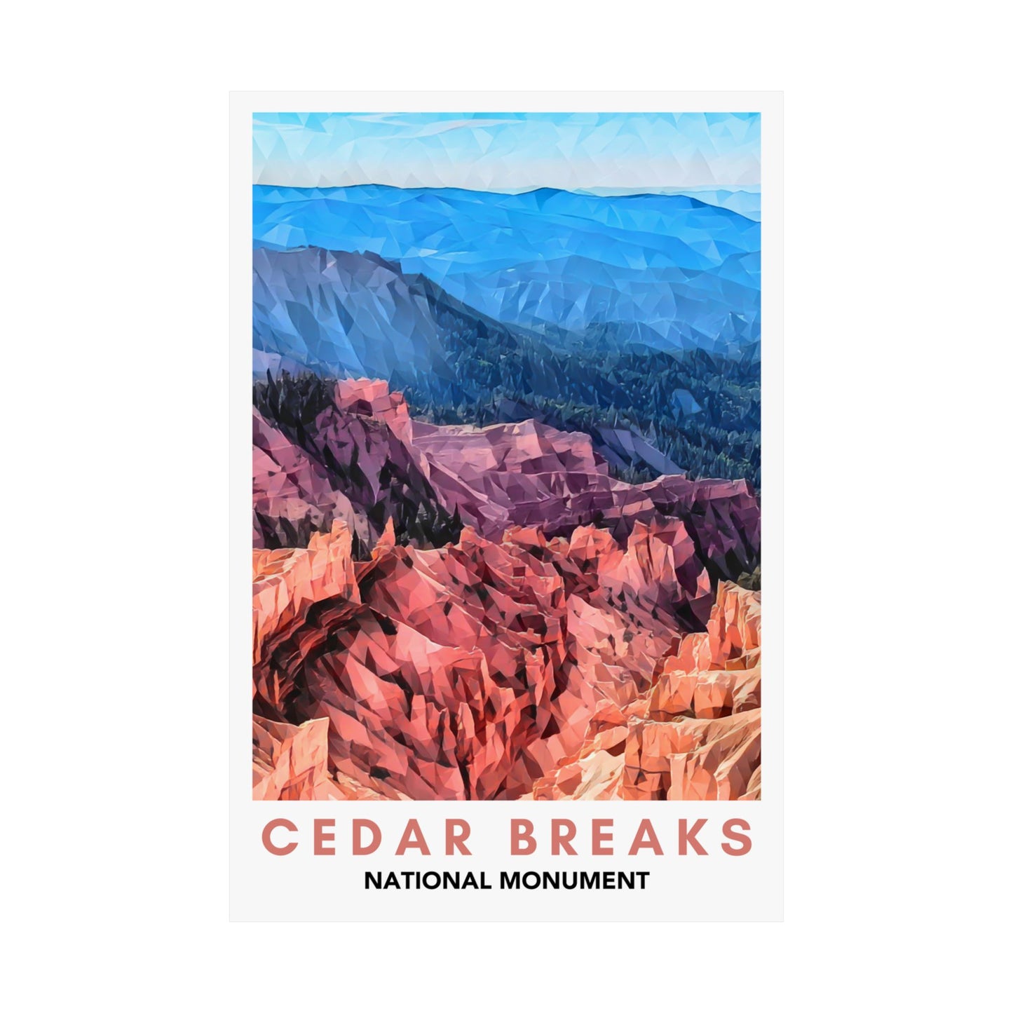 Cedar Breaks National Monument Poster – Geometric Poly Art Landscape Print (Multiple Sizes Available)