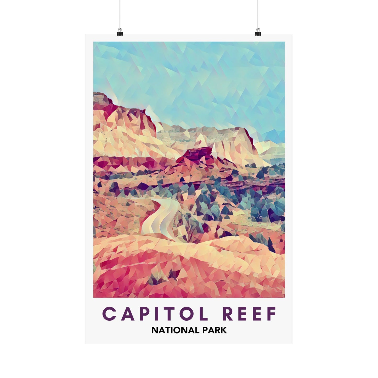 Capitol Reef National Park Poster – Geometric Poly Art Landscape Print (Multiple Sizes Available)