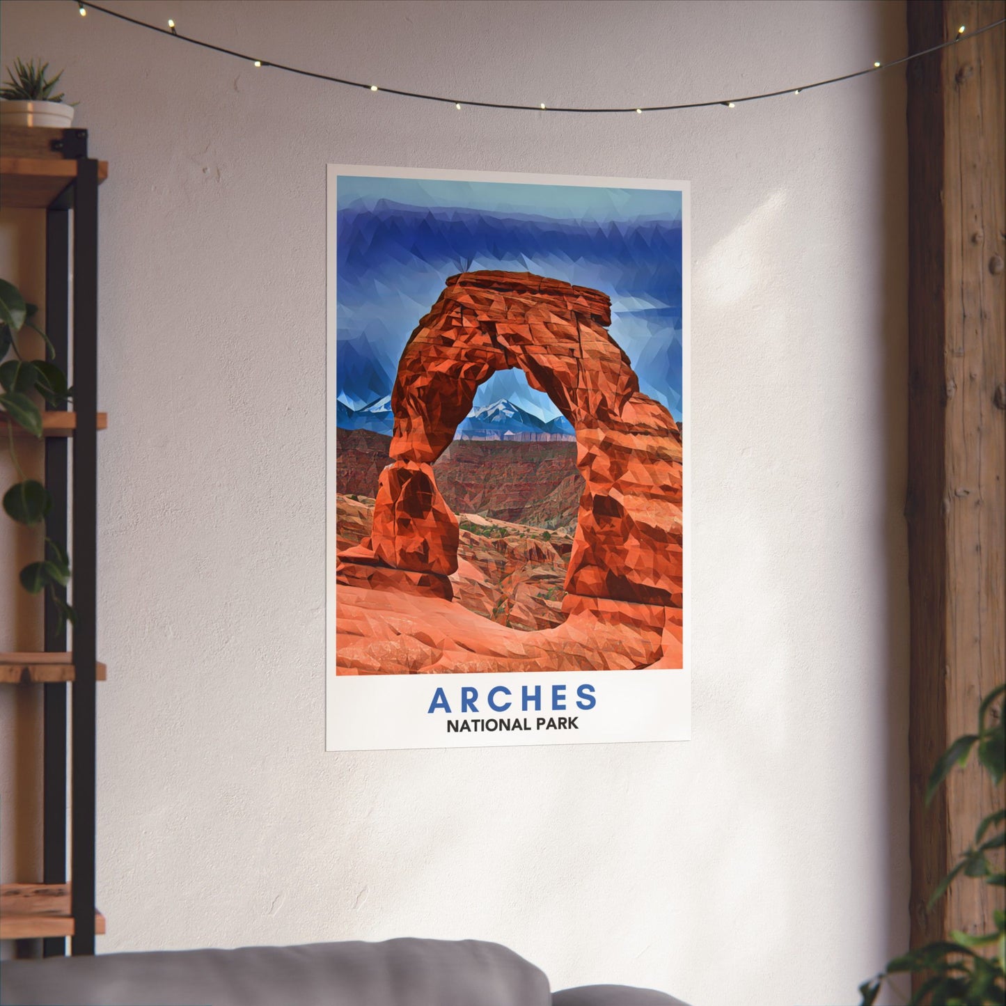 Arches National Park Poster – Geometric Poly Art Landscape Print (Multiple Sizes Available)