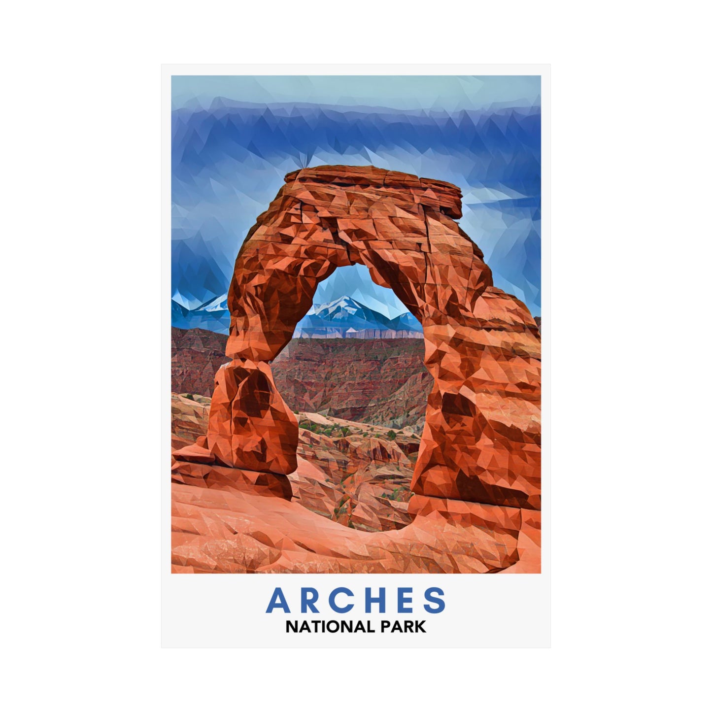 Arches National Park Poster – Geometric Poly Art Landscape Print (Multiple Sizes Available)