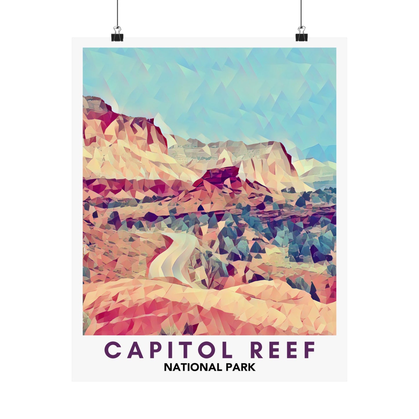 Capitol Reef National Park Poster – Geometric Poly Art Landscape Print (Multiple Sizes Available)