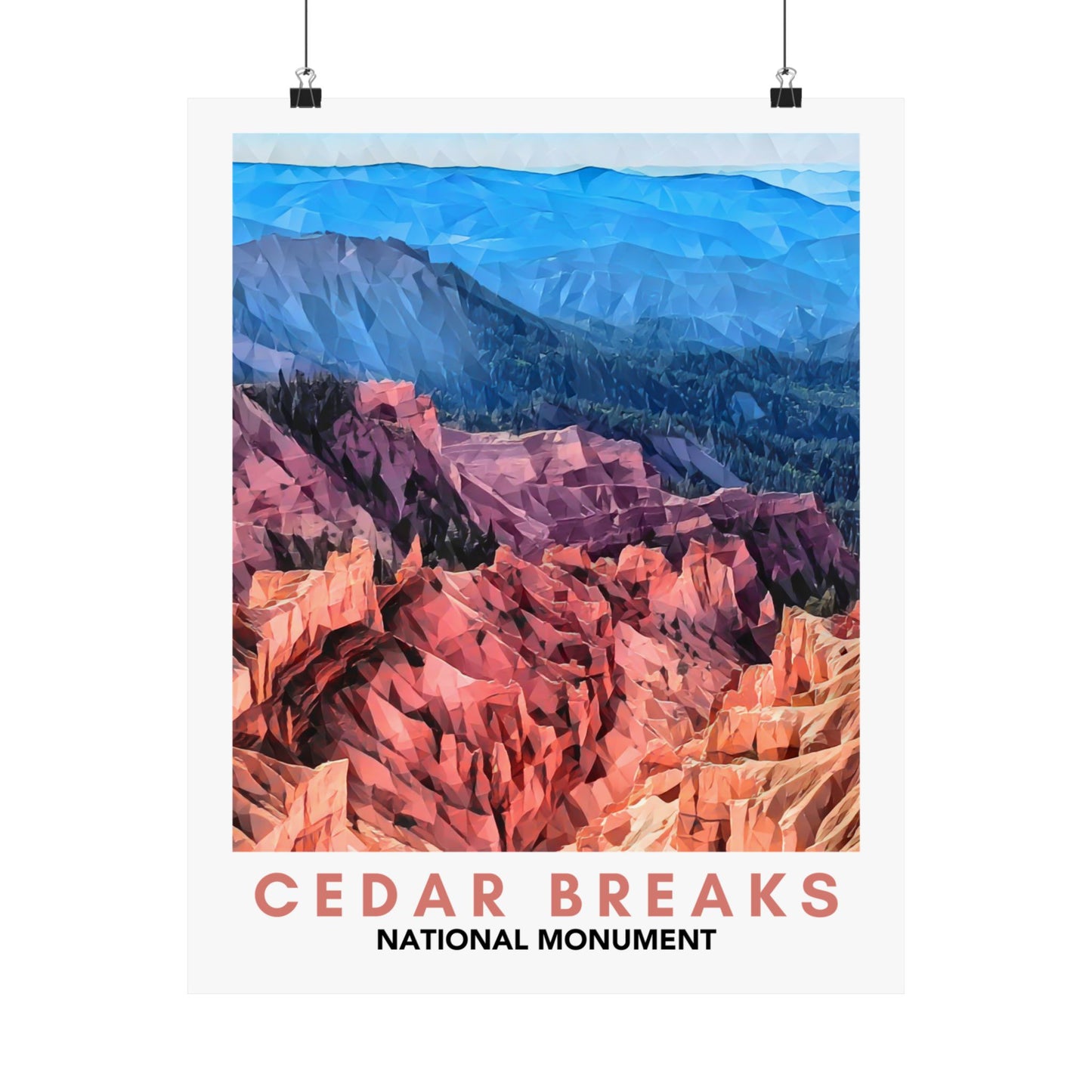 Cedar Breaks National Monument Poster – Geometric Poly Art Landscape Print (Multiple Sizes Available)