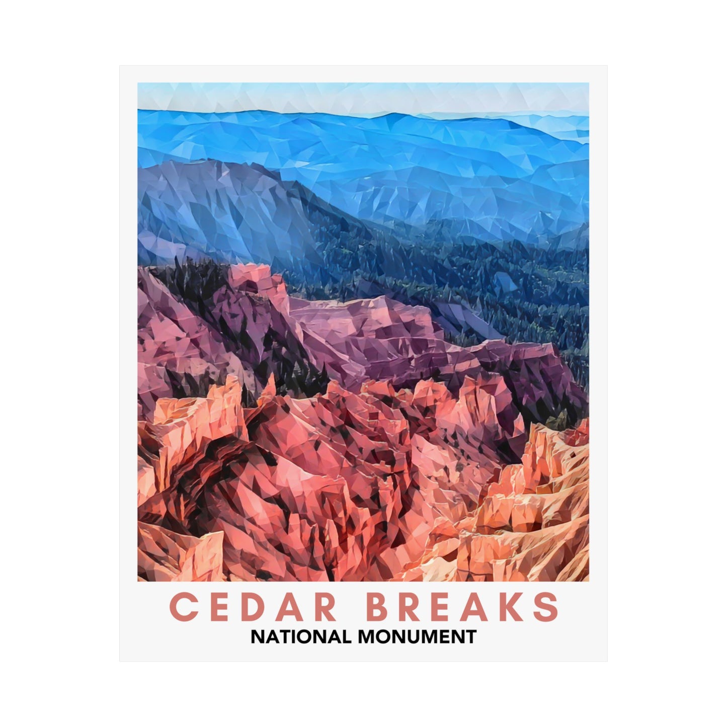 Cedar Breaks National Monument Poster – Geometric Poly Art Landscape Print (Multiple Sizes Available)