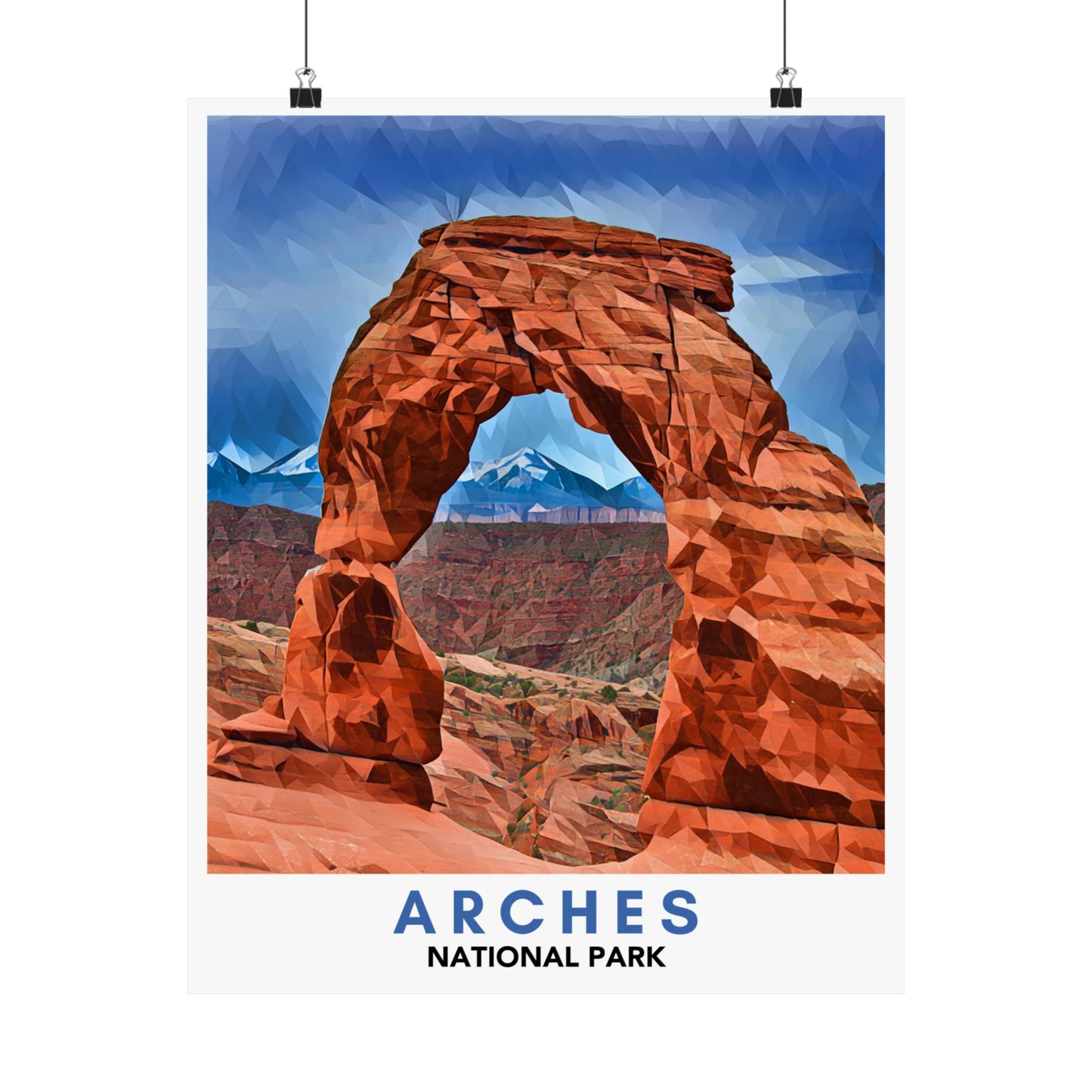 Arches National Park Poster – Geometric Poly Art Landscape Print (Multiple Sizes Available)
