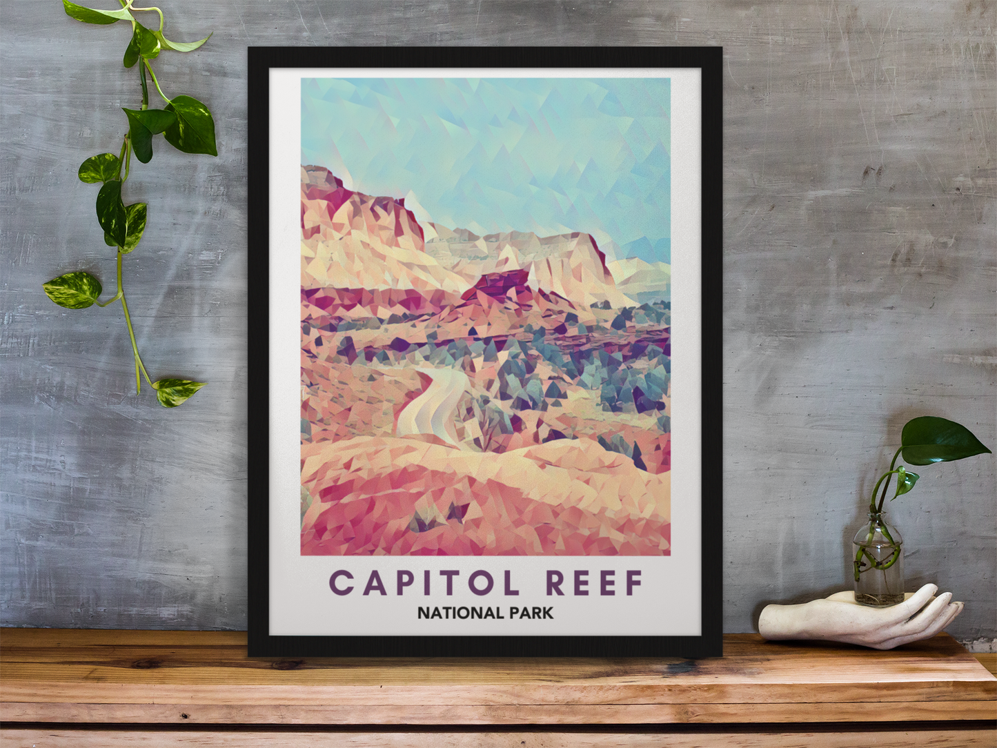 Capitol Reef National Park Poster – Geometric Poly Art Landscape Print (Multiple Sizes Available)