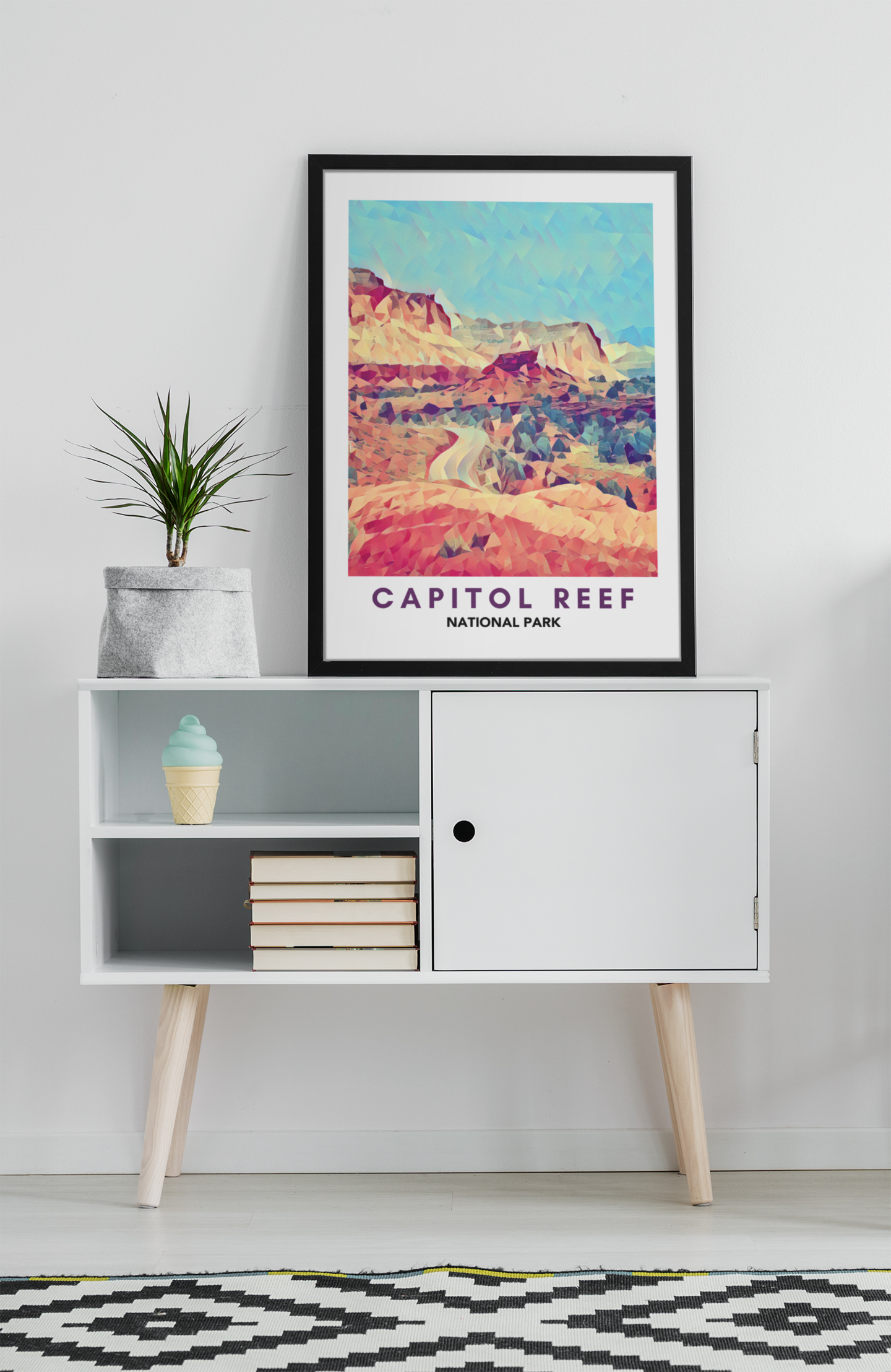 Capitol Reef National Park Poster – Geometric Poly Art Landscape Print (Multiple Sizes Available)