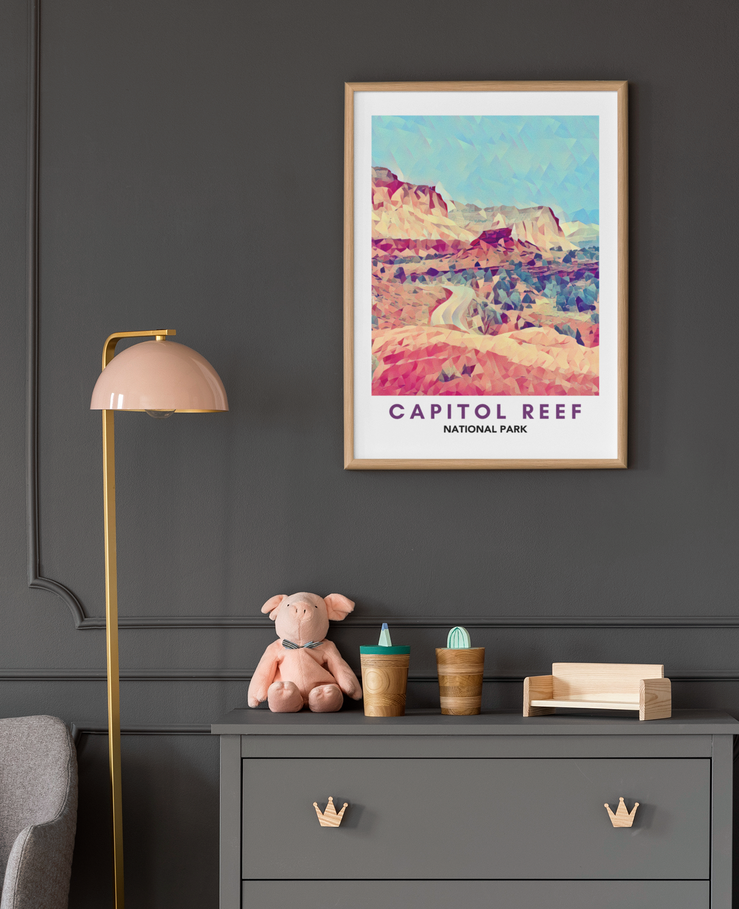 Capitol Reef National Park Poster – Geometric Poly Art Landscape Print (Multiple Sizes Available)