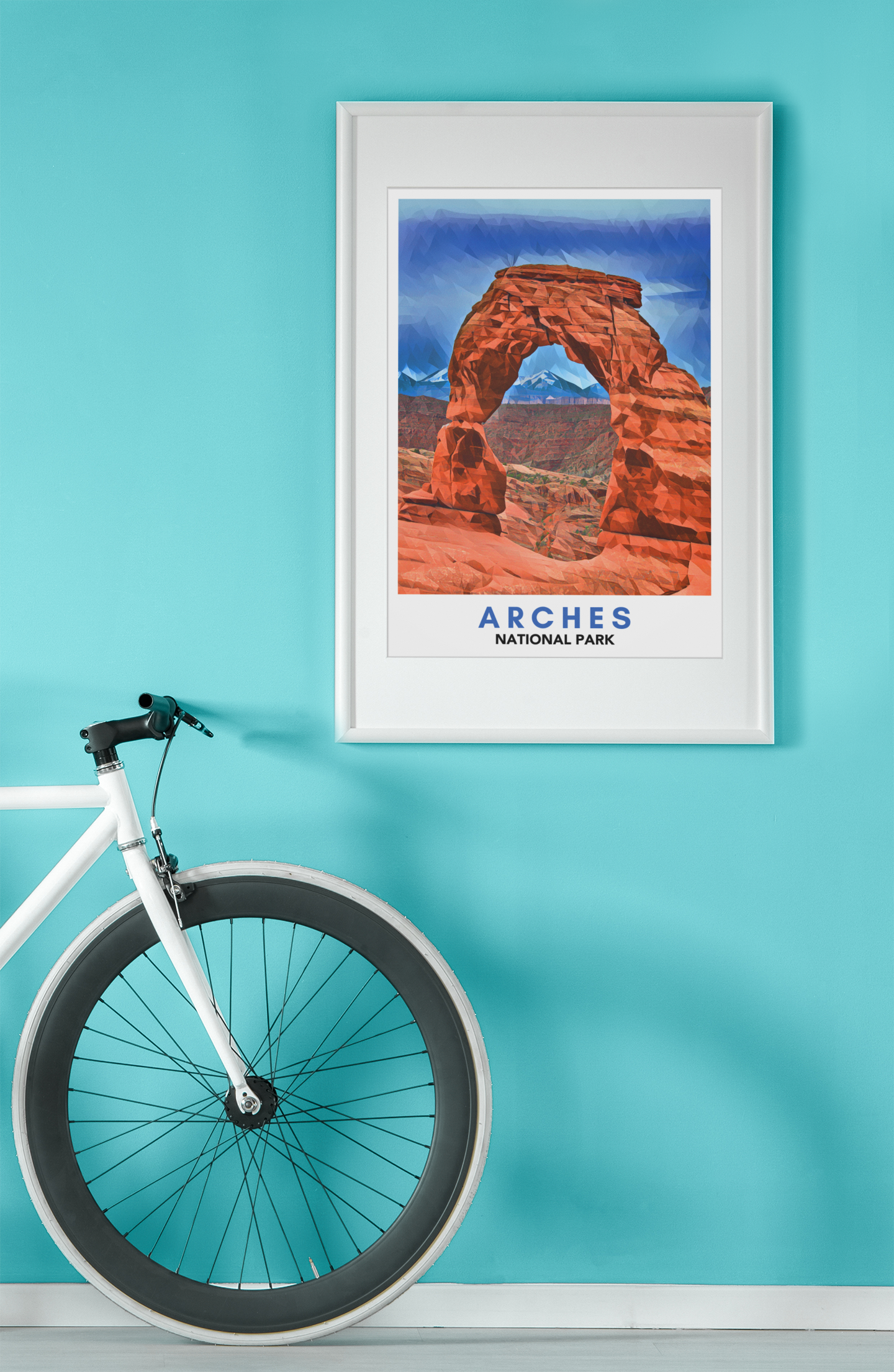 Arches National Park Poster – Geometric Poly Art Landscape Print (Multiple Sizes Available)