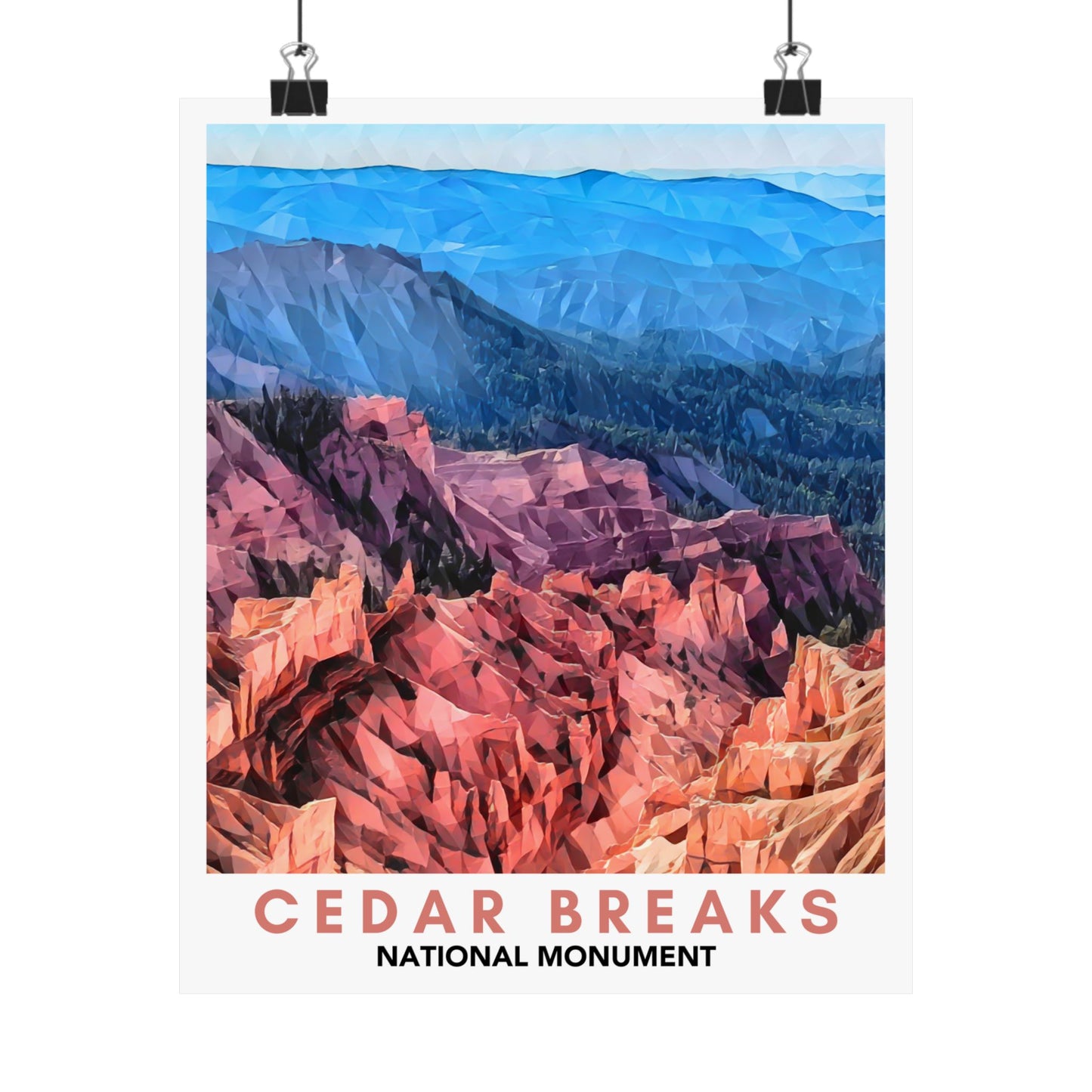 Cedar Breaks National Monument Poster – Geometric Poly Art Landscape Print (Multiple Sizes Available)