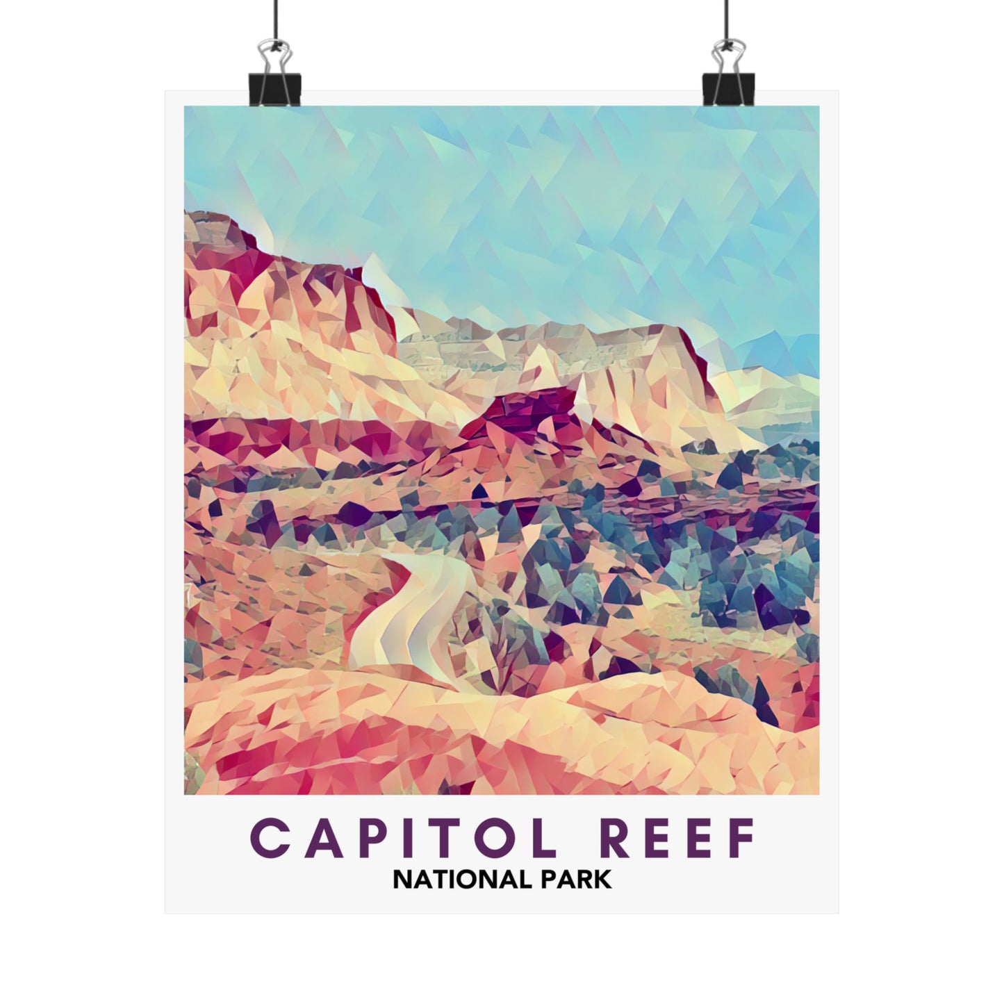 Capitol Reef National Park Poster – Geometric Poly Art Landscape Print (Multiple Sizes Available)
