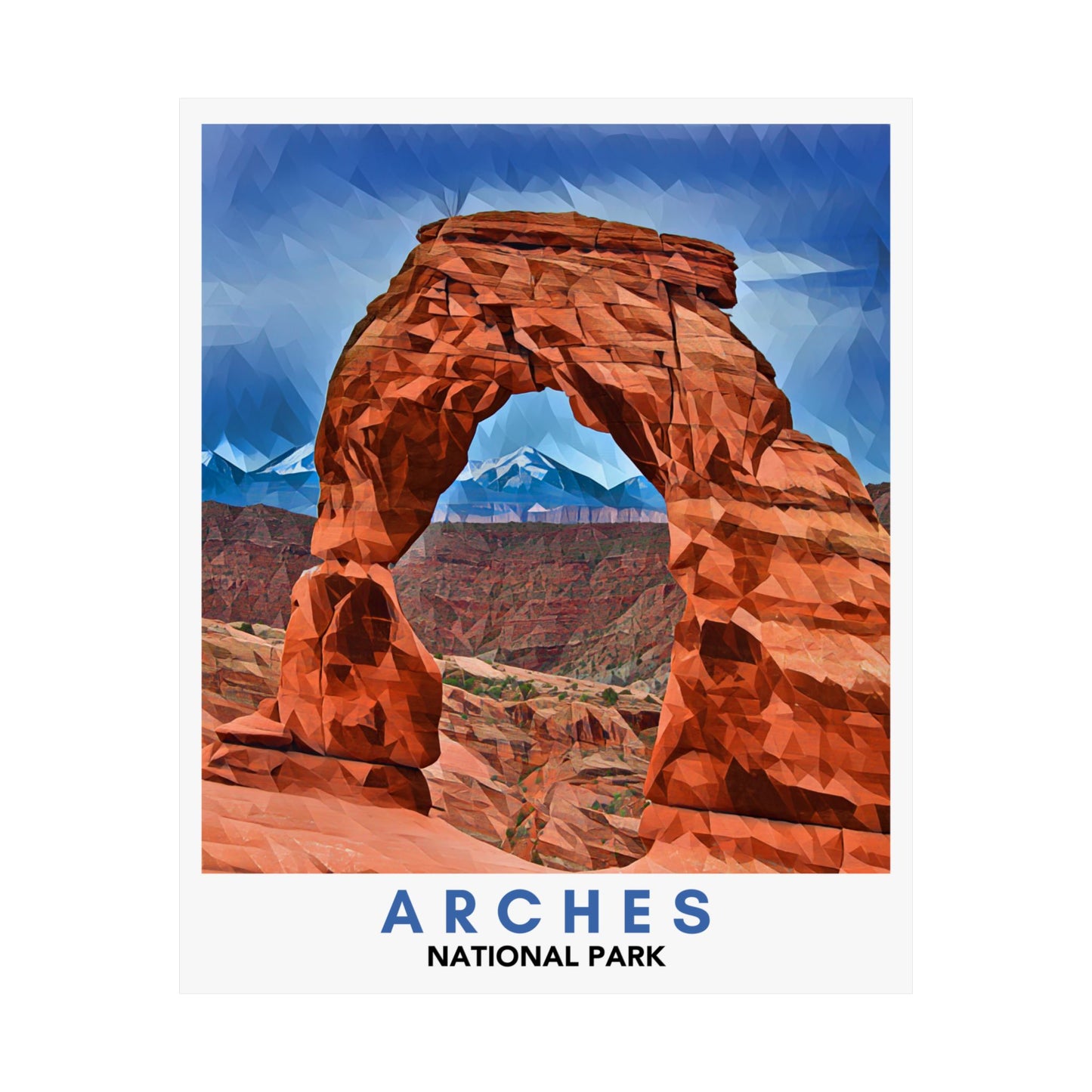 Arches National Park Poster – Geometric Poly Art Landscape Print (Multiple Sizes Available)