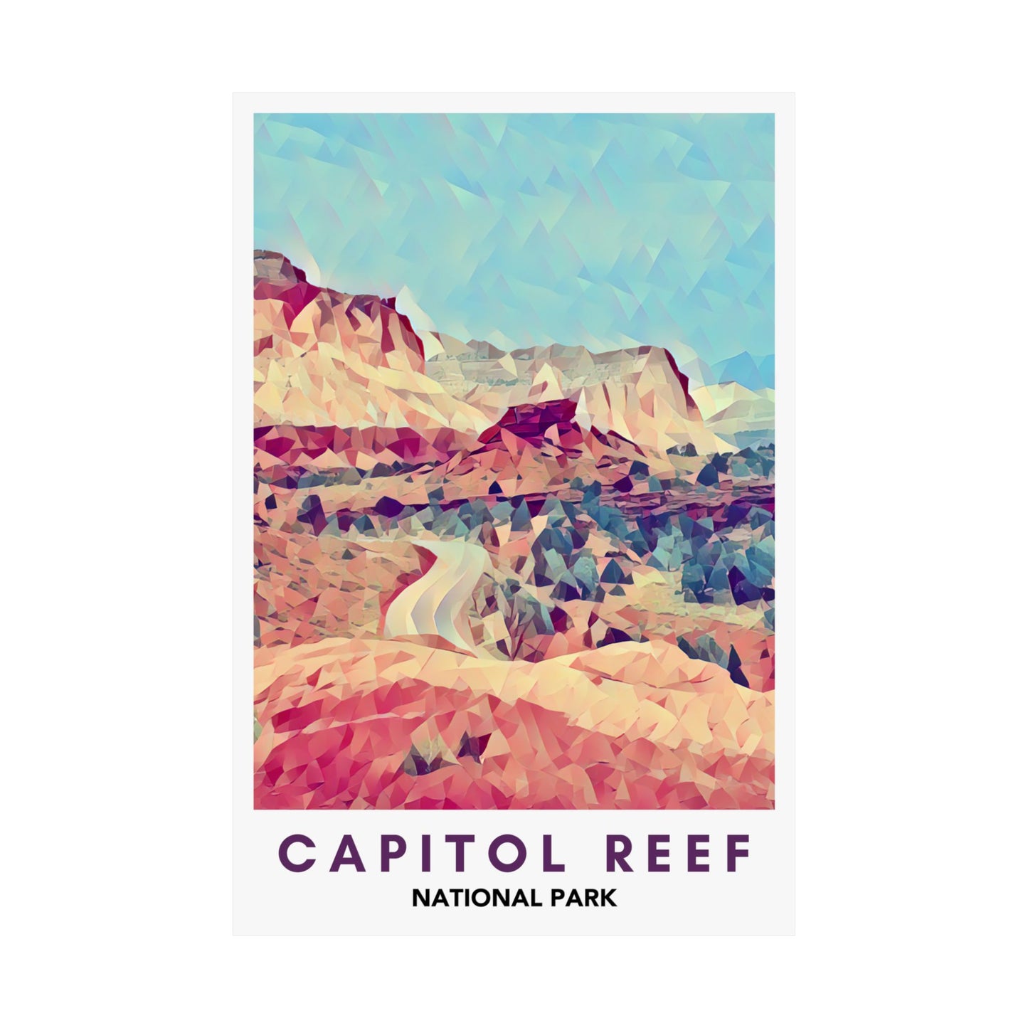 Capitol Reef National Park Poster – Geometric Poly Art Landscape Print (Multiple Sizes Available)
