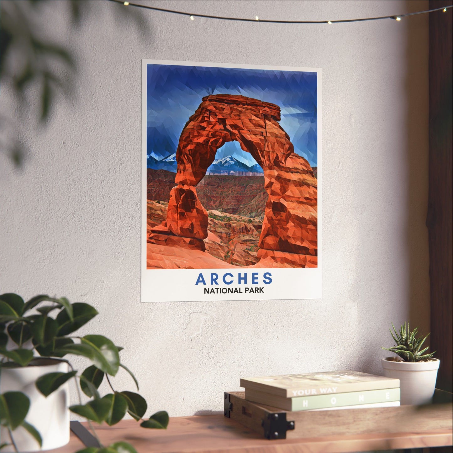 Arches National Park Poster – Geometric Poly Art Landscape Print (Multiple Sizes Available)