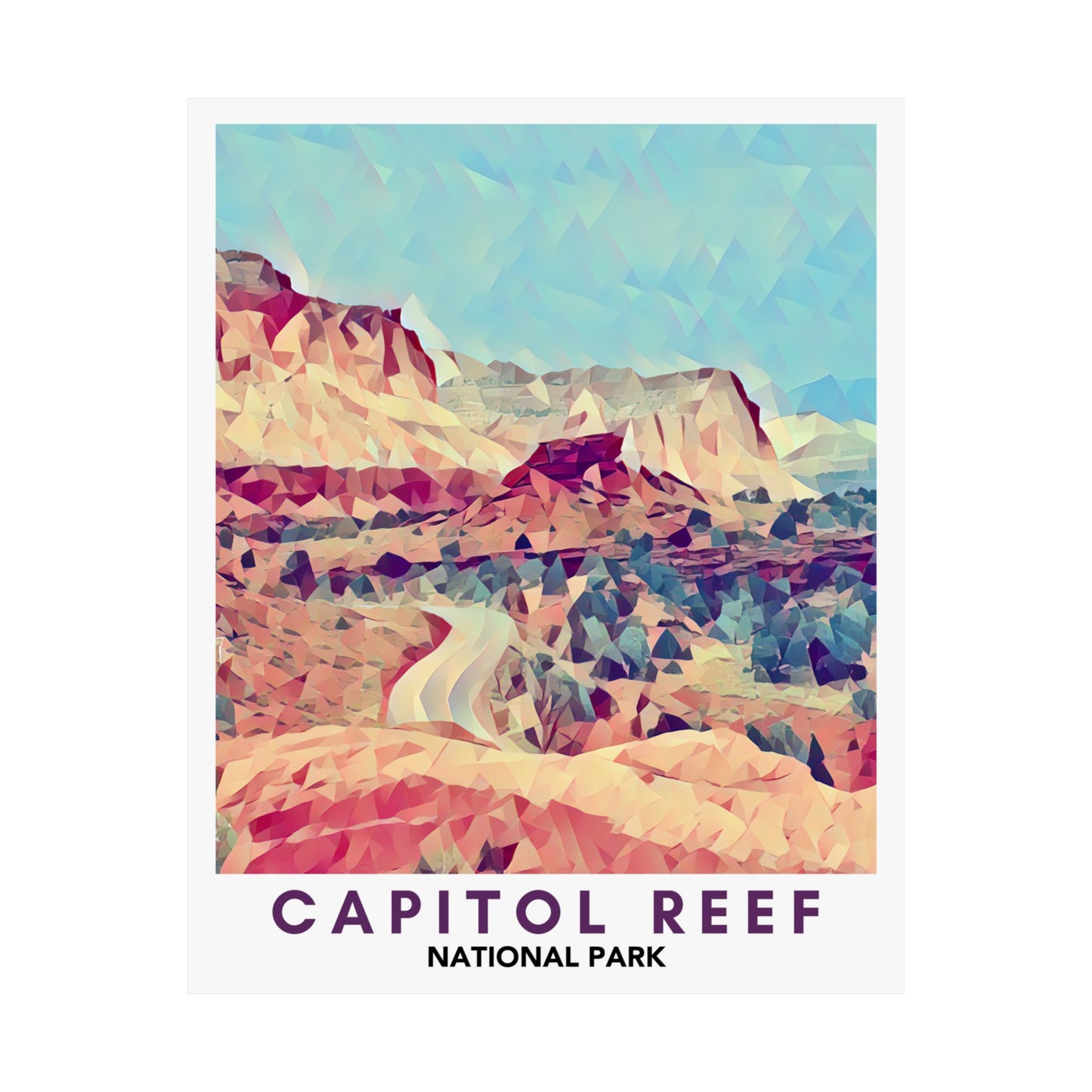 Capitol Reef National Park Poster – Geometric Poly Art Landscape Print (Multiple Sizes Available)