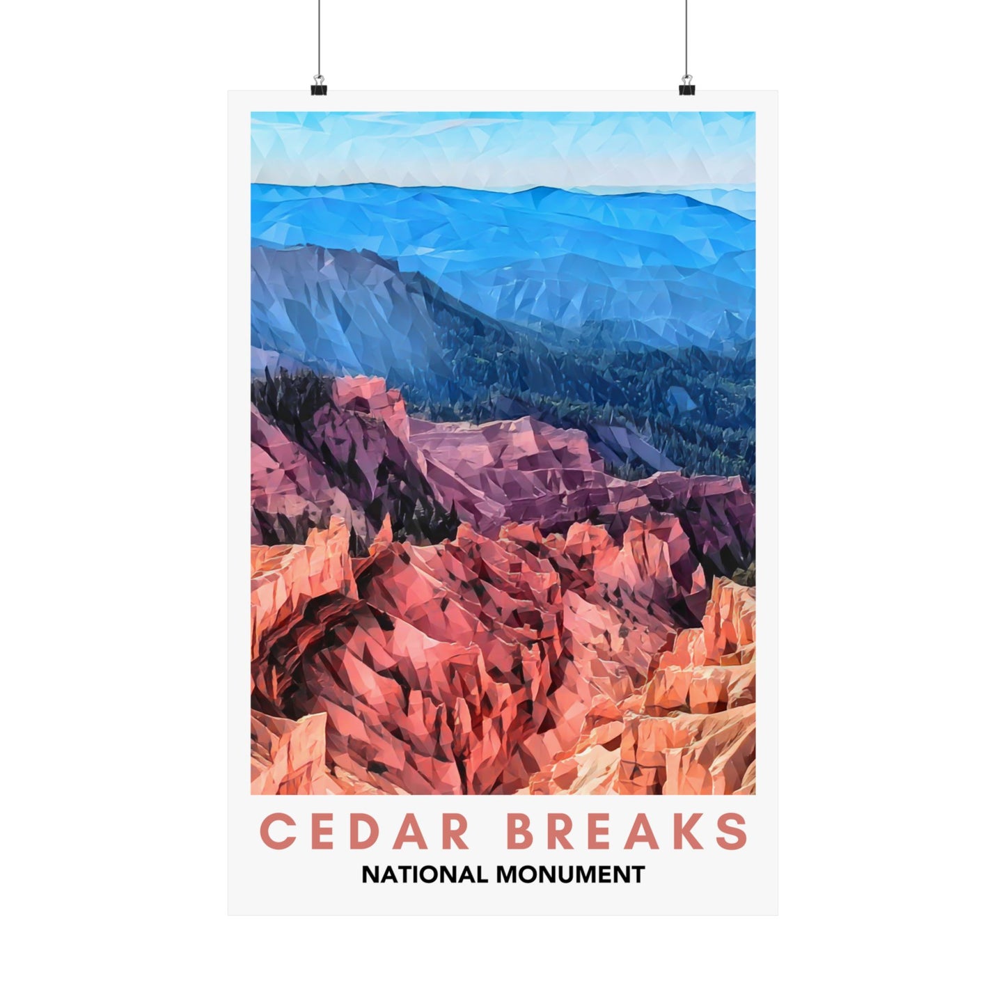 Cedar Breaks National Monument Poster – Geometric Poly Art Landscape Print (Multiple Sizes Available)