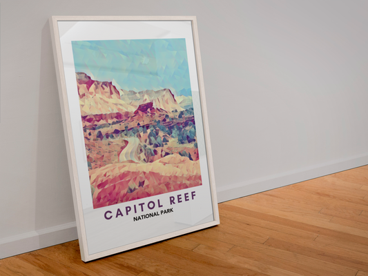 Capitol Reef National Park Poster – Geometric Poly Art Landscape Print (Multiple Sizes Available)