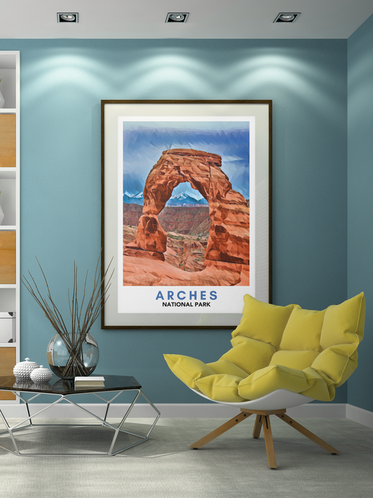 Arches National Park Poster – Geometric Poly Art Landscape Print (Multiple Sizes Available)
